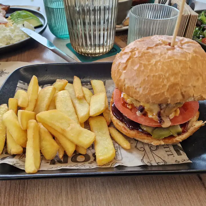 Burger with fries